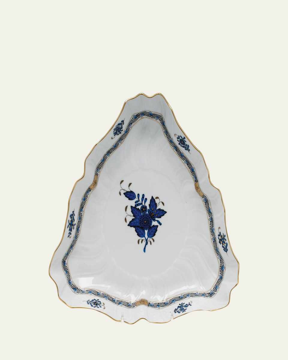 Chinese Bouquet Black Sapphire Triangle Dish